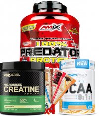 PROMO STACK Pachet Proteina + Creatina+ Bcaa + Batoane proteice 3